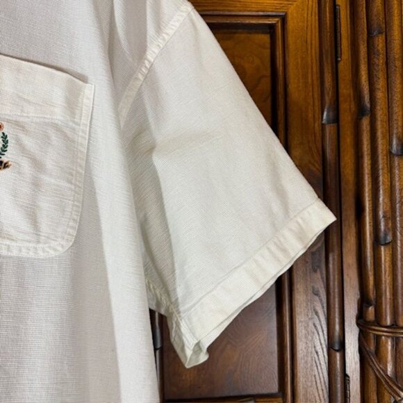 Ralph Lauren Chaps White 100% Cotton Crest Pocket Short Sleeve Button Down Shirt - Picture 6 of 12
